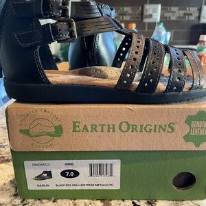 Earth Origins Black Strappy Sandals